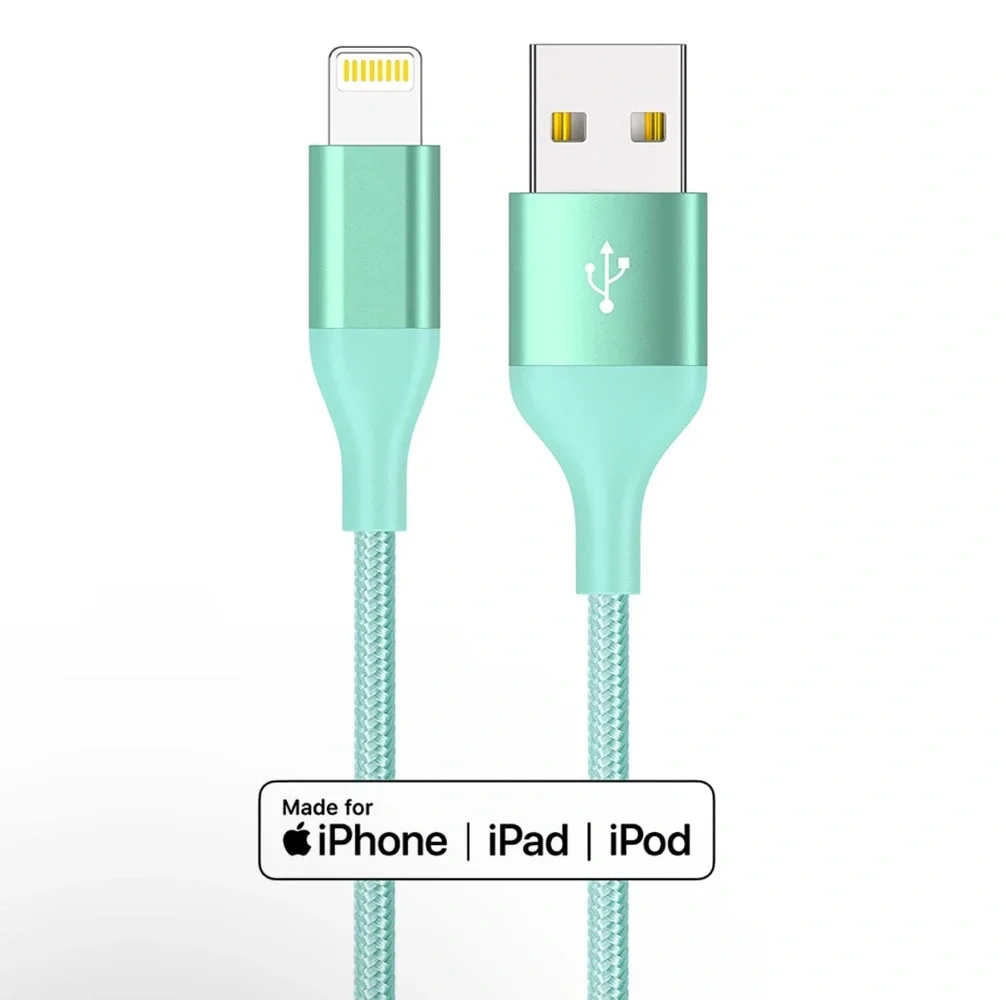 NEW! Apple MFi Certified Cable 6FT 4-Pack Charger Purple Blue Green Rose